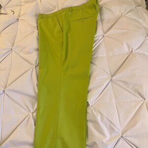 Mens bright green polished cotton pants